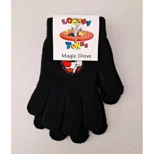 Looney Tunes Knit Magic Gloves Winter‎ Vintage Embroidered Black One Size NEW